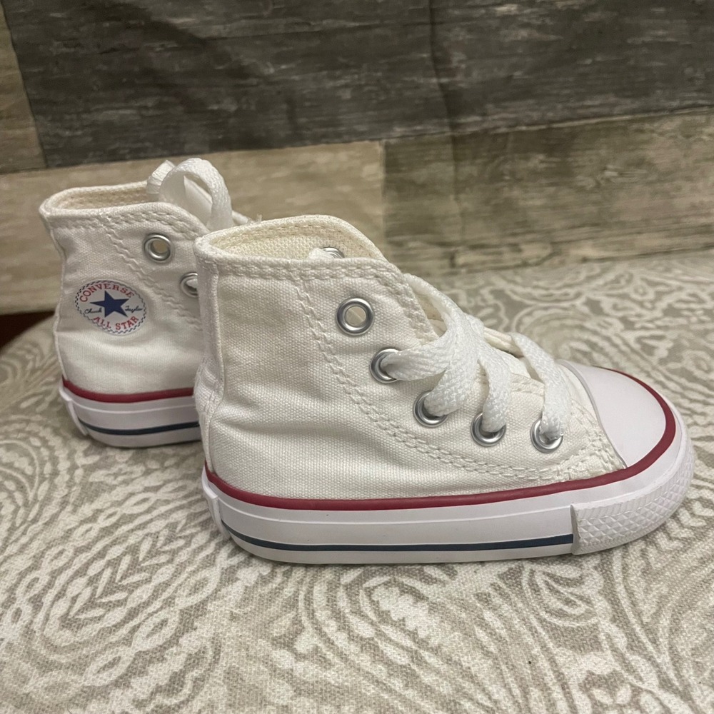 Converse Chuck Taylor All Star Infant High Top White Sneakers 7J253 Size 3C - Picture 3 of 7